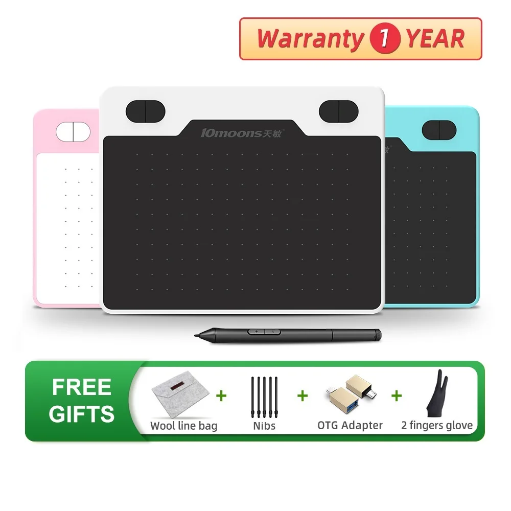 

10moons 6 Inch Ultralight Graphic Tablet 8192 Levels Digital Drawing Tablet Battery-Free Pen Compatible Android Device