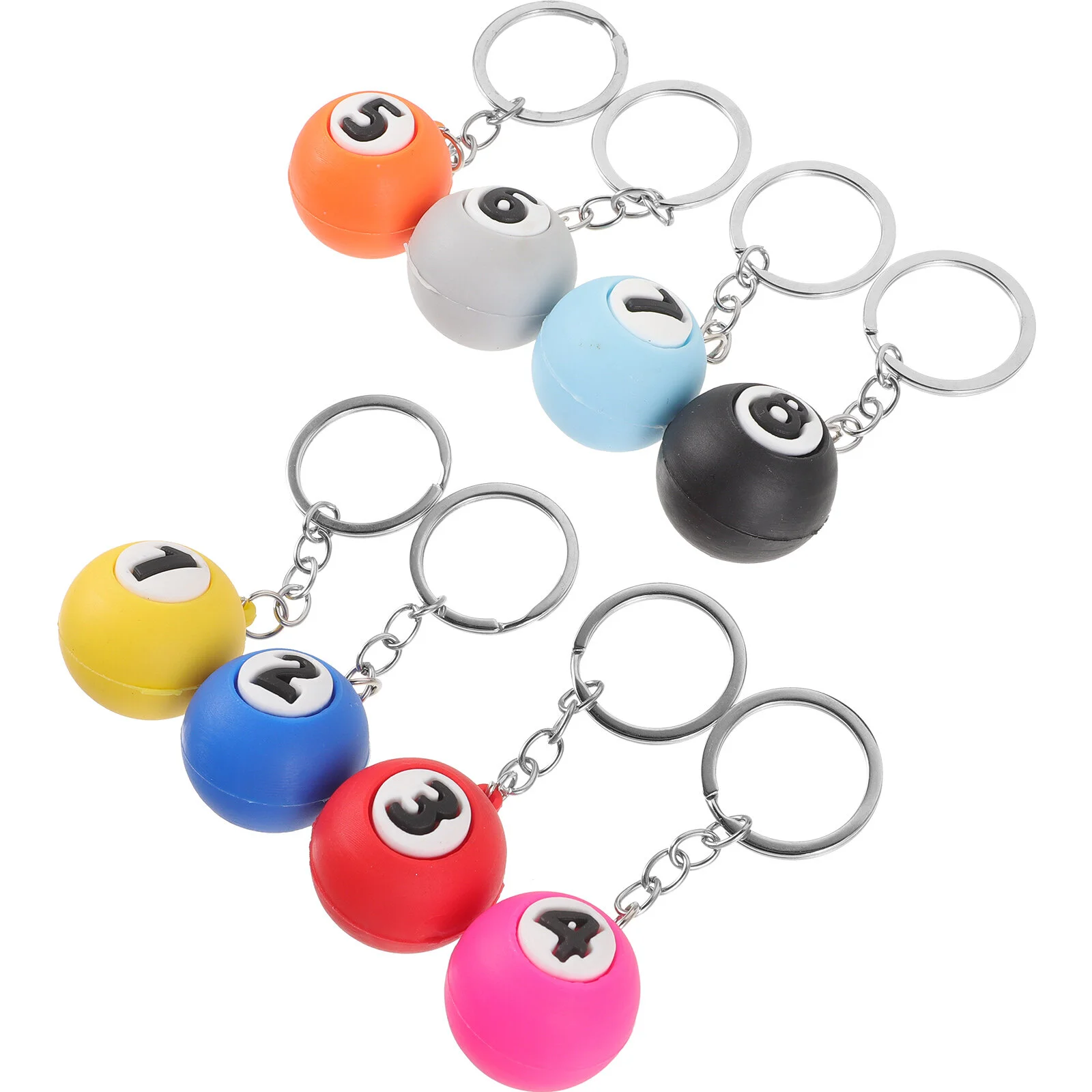 

8 Pcs Pendant Decorative Sports Key Rings Hanging Keepsakes Gifts Resin Ball Keyring Charms Pool Keychains Billiards Match