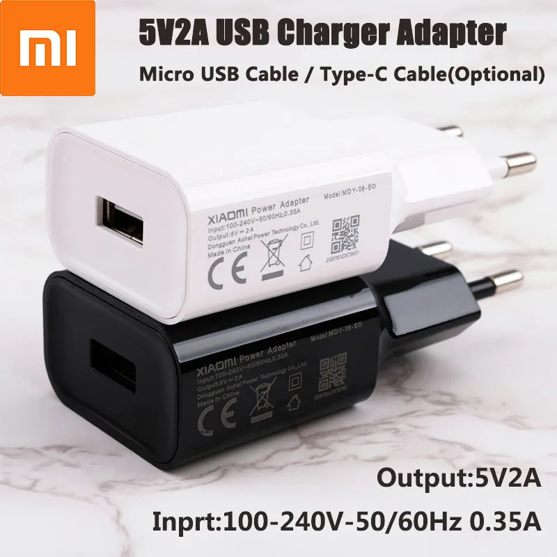 Зарядное устройство Xiaomi 5 В 2 А зарядный адаптер Micro USB Type-C кабель для передачи