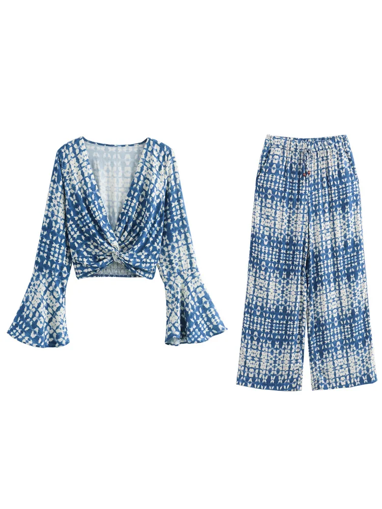Женский комплект из двух предметов KAOPU ZA блузка с принтом и завязками прямые