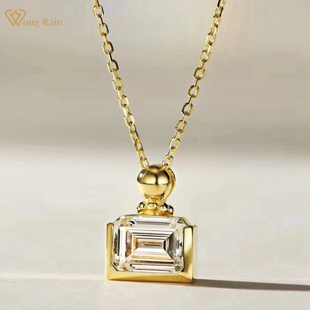 

Wong Rain 925 Sterling Silver G Color Emerald Cut Simulated Moissanite Gemstone Women Necklace Pendant Fine Jewelry Wholesale