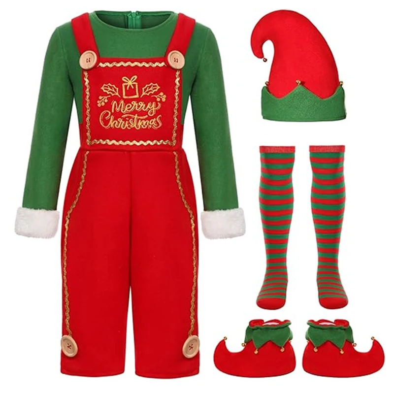 Рождественский костюм для взрослых детский рождественский эльфа красный и