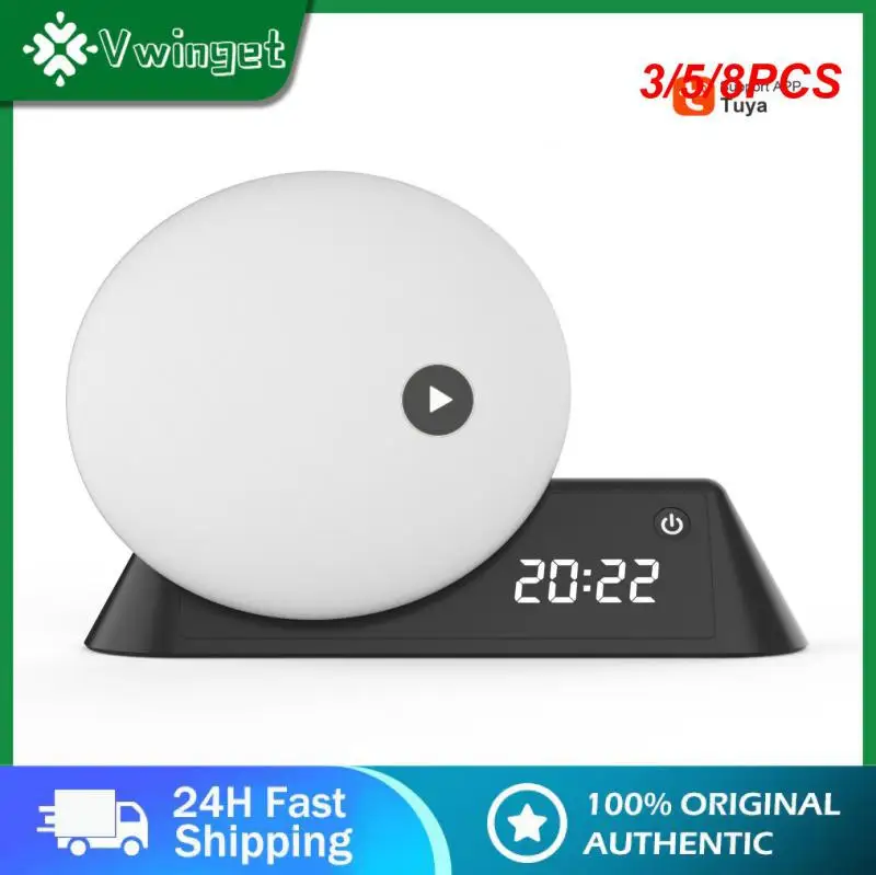 

3/5/8PCS For Bedroom Smart Wake Up Ligh 10 Colors Led Night Light With 15 Soothing Sound Tuya App Alarm Clock Wake Up Light