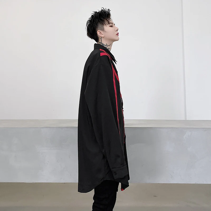 Long Sleeve Harajuku Shirt Men Japanese Fashion Trends Streetwear Top Teenage High Street Style Buttons Up Blouses Punk Clothing