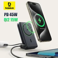 Baseus Nomos 45 Вт 3-в-1 внешний аккумулятор 10000 мАч Qi2 с магнитной беспроводной зарядкой и держателем для телефона для iPhone 12-16 Pro Max