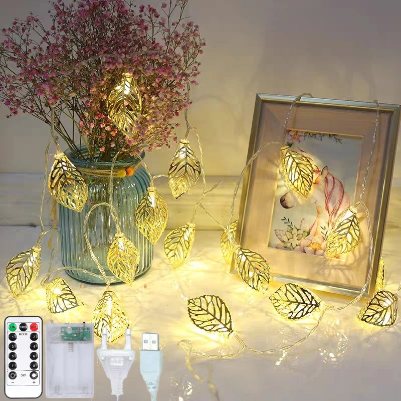 

Металлическая светодиодная гирлянда в виде кленового листа, Сказочная гирлянда для детской, спальни, садовая гирлянда, рождественские, сва...