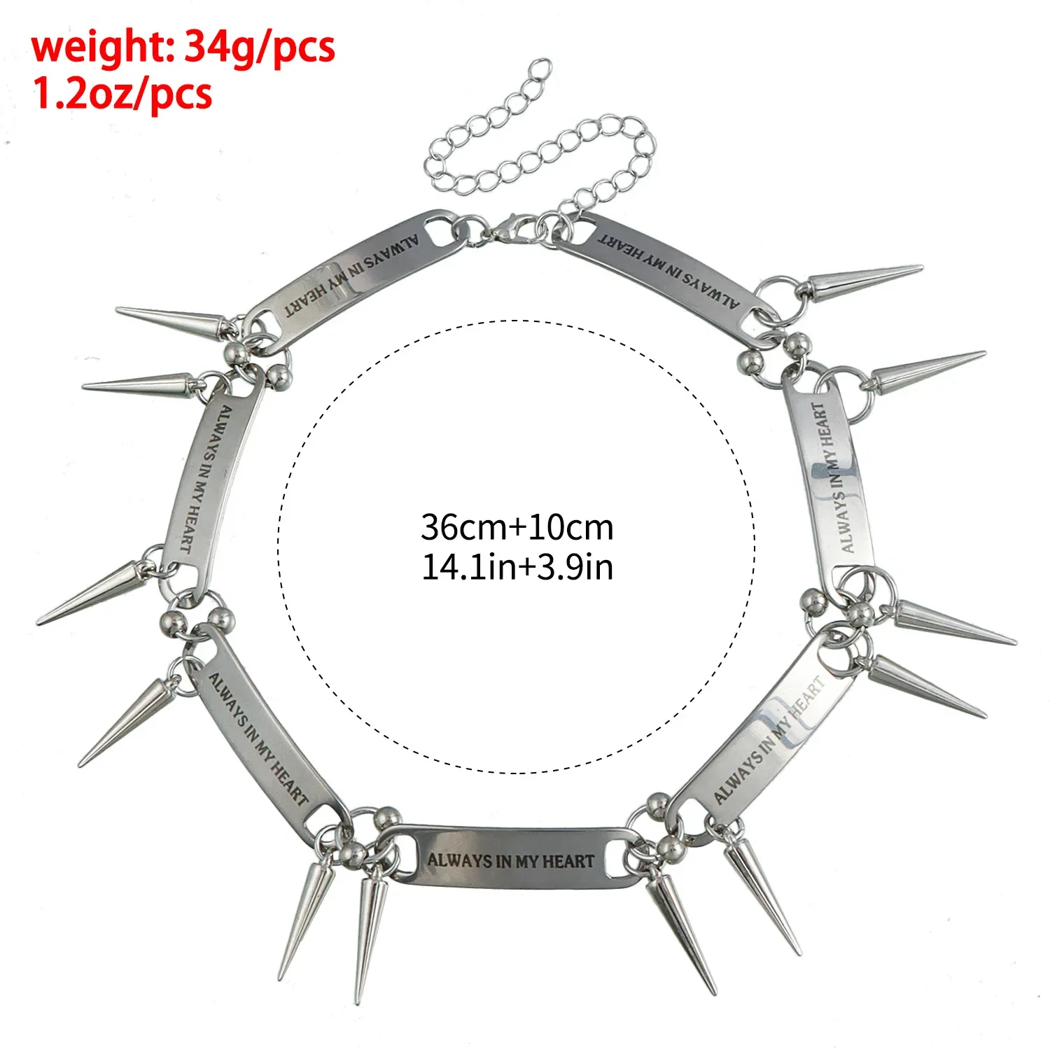 Ожерелье с заклепками из цинкового сплава панк лезвие бритвы ломтики ожерелья