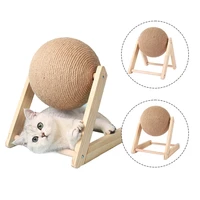 cat scratching ball wood stand pet furniture sisal rope ball toy kitten climbing scratcher grinding paws scraper toys for cats