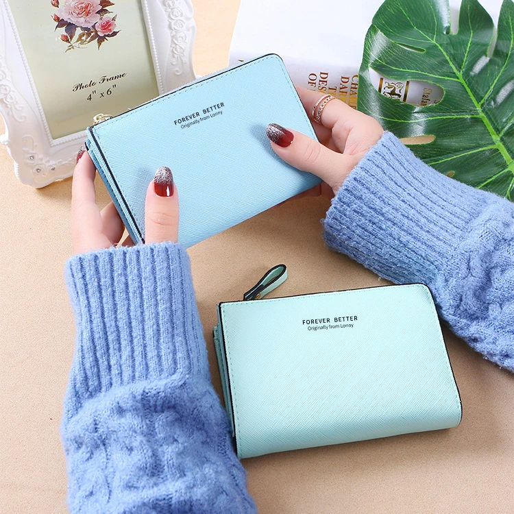 Aliood Women Wallet Pu Leather Fashion Girls Wallet Short Zipper Cute Small Coin Purse for Women Money Clip Card Holder Carteras