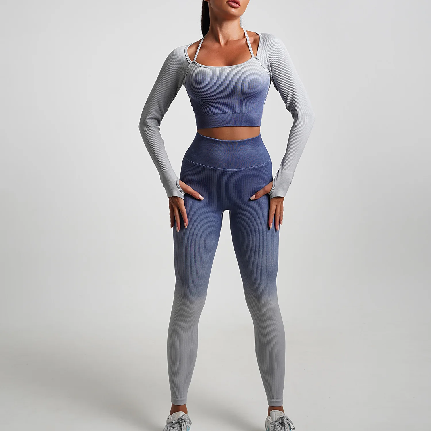 

Women Gym Sports Suits Yoga Sets Fitness Pants Sportswear Leggings Shirt Exercise Sports Tops Clothes Active Ribbed