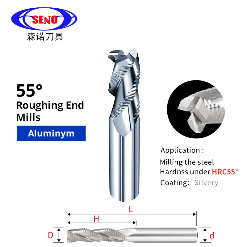 

SENO 1PCS HRC55 Roughing End Mill Tungsten 4mm 20mm Carbide 3 Flutes Milling Cutter for Metal Aluminum Cnc Machine Milling Tools