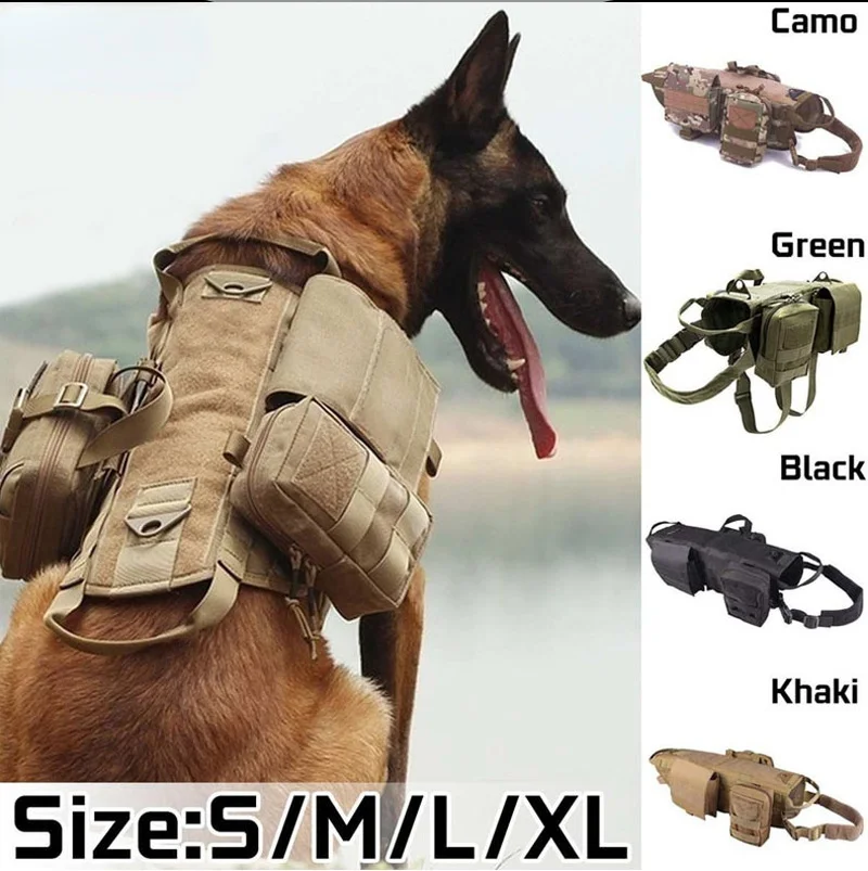 

Training Service Easy Walk Dog Harness Tactical Dog Backpack Harness Molle K9 Vest No-Pull Handle Comfortable Adjustable Outdoor