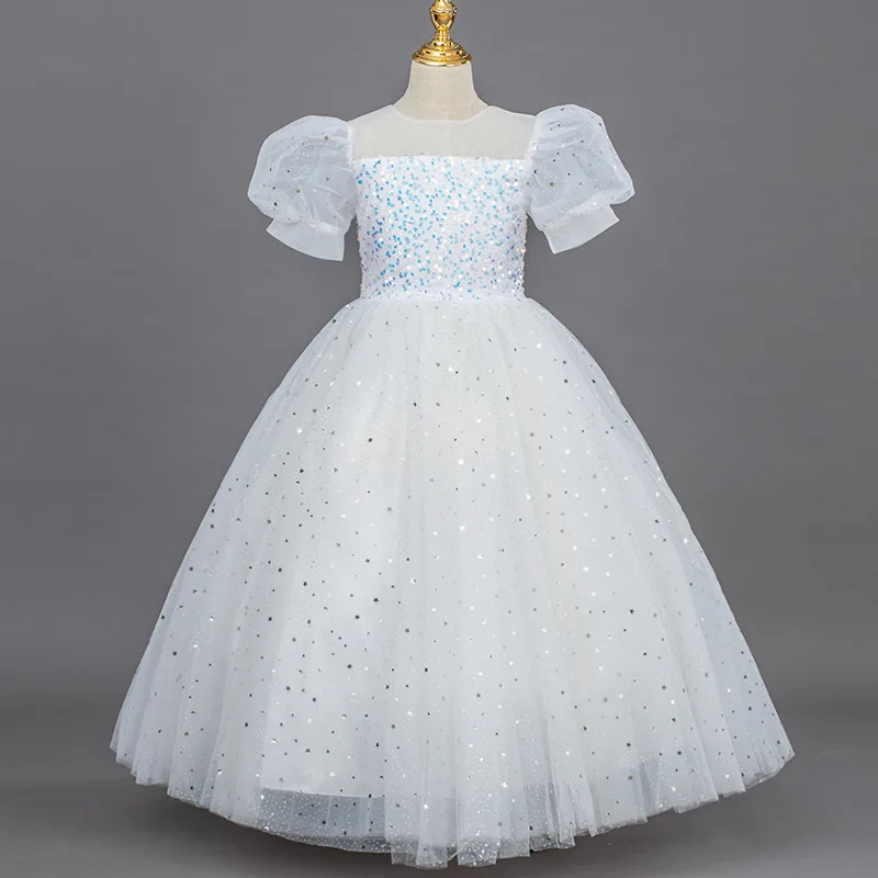 

Белое кружевное платье с цветами для девочек, детское бальное платье для невесты, платье принцессы для девочки, свадебное платье для первог...