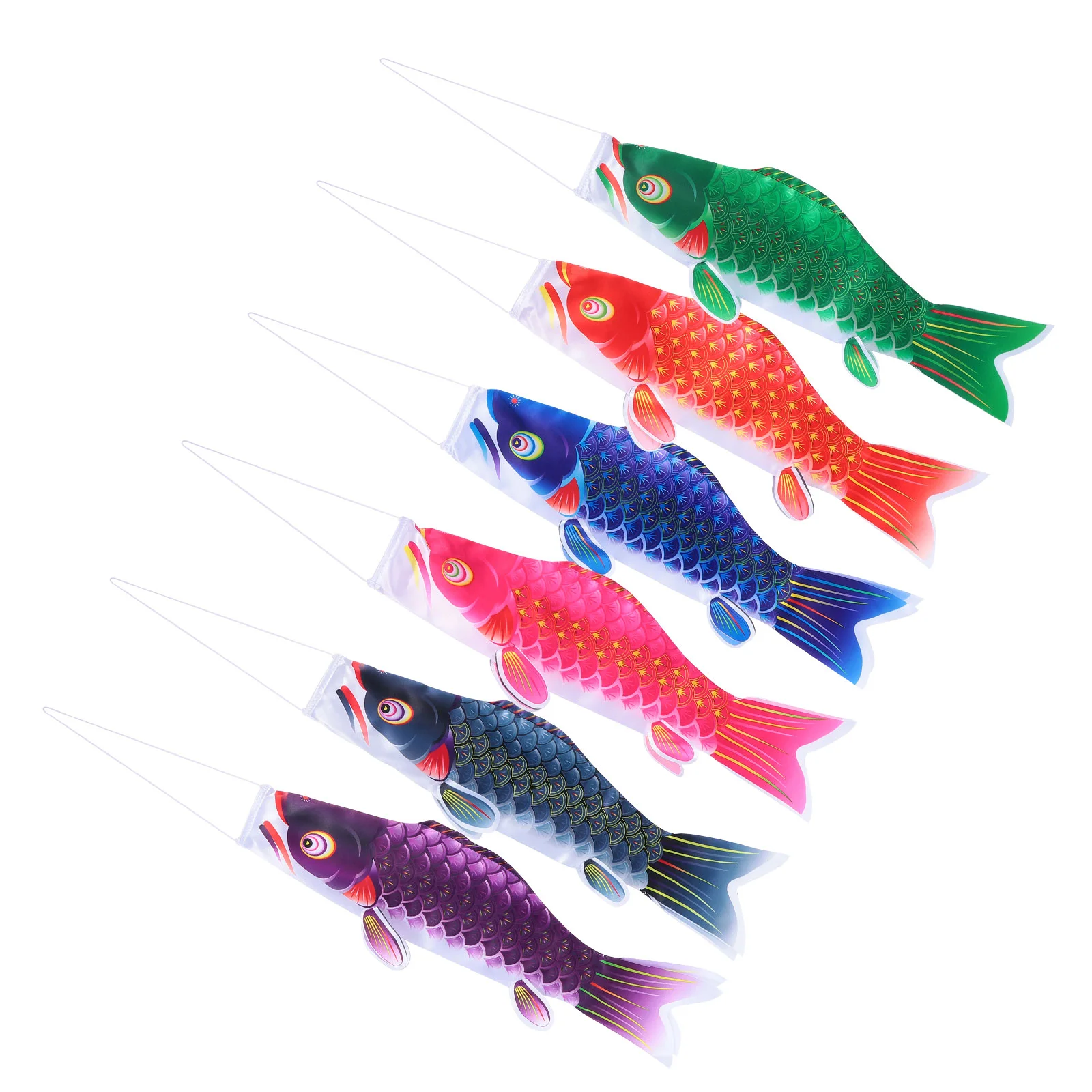 

6 Pcs Carp Streamer Hanging Decor Festival Pendant Fish Flag Decorative Banner Satin