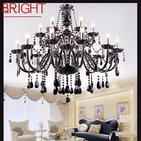 bright european style chandelier lamp led pendant candle crystal black luxury light fixtures indoor for home hotel hall