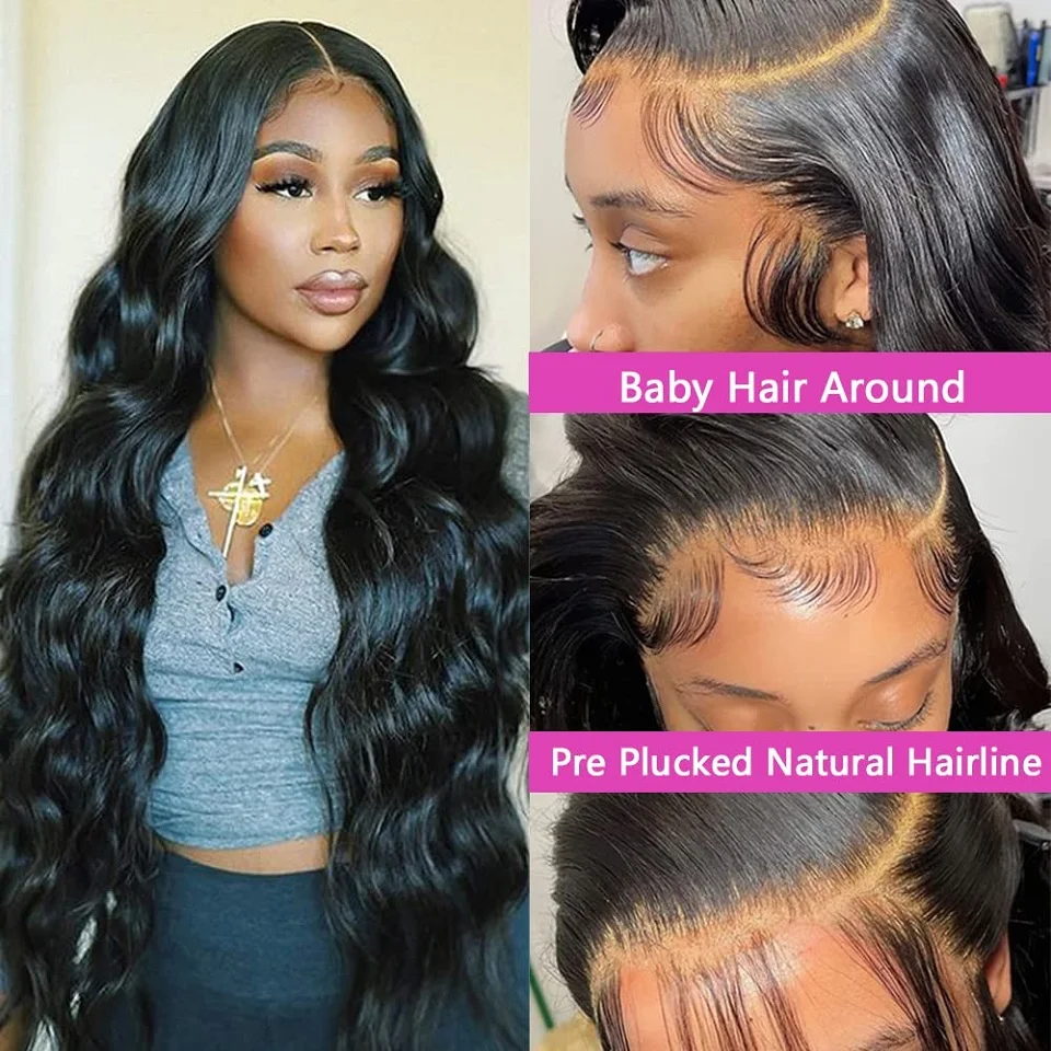 

Body Wave Transparent Lace Front Human Hair Wigs 4x4 Closure Wig Pre-Plucked 13x4 Body Wave Lace Frontal Wigs Natural Color Wigs