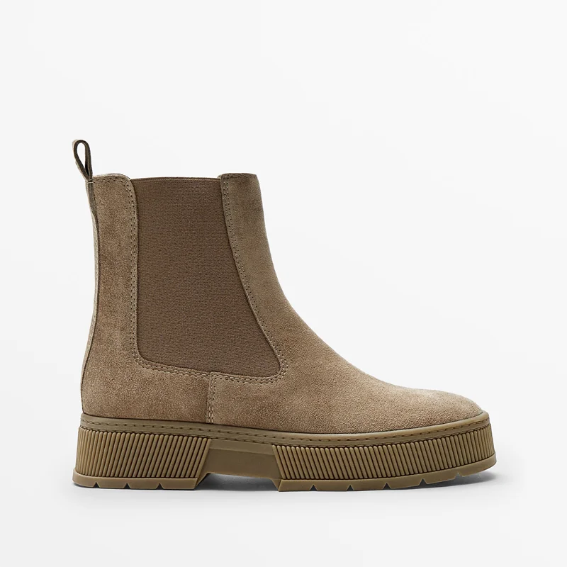 

2023 Spring Genuine Leather Ankle Boots For Women England Thick Sole Platform Boots Women Suede Slip On Chelsea Boots Woman