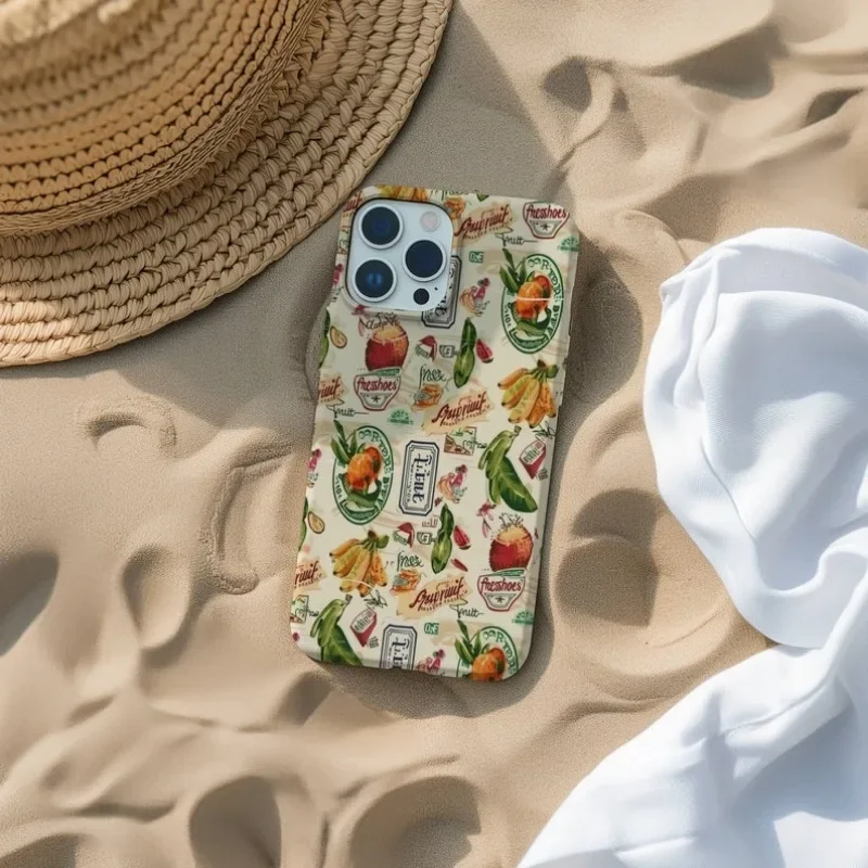 Винтажный чехол для телефона с принтом фруктов и коллажем IPHONE 16ProMax 15 14 13 12 11 PRO Plus