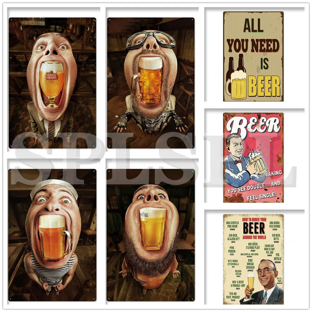 

Ретро пивное вино металлическая жестяная вывеска виски металлический декор для стен в винтажном стиле Бар Паб декоративная вывеска челове...