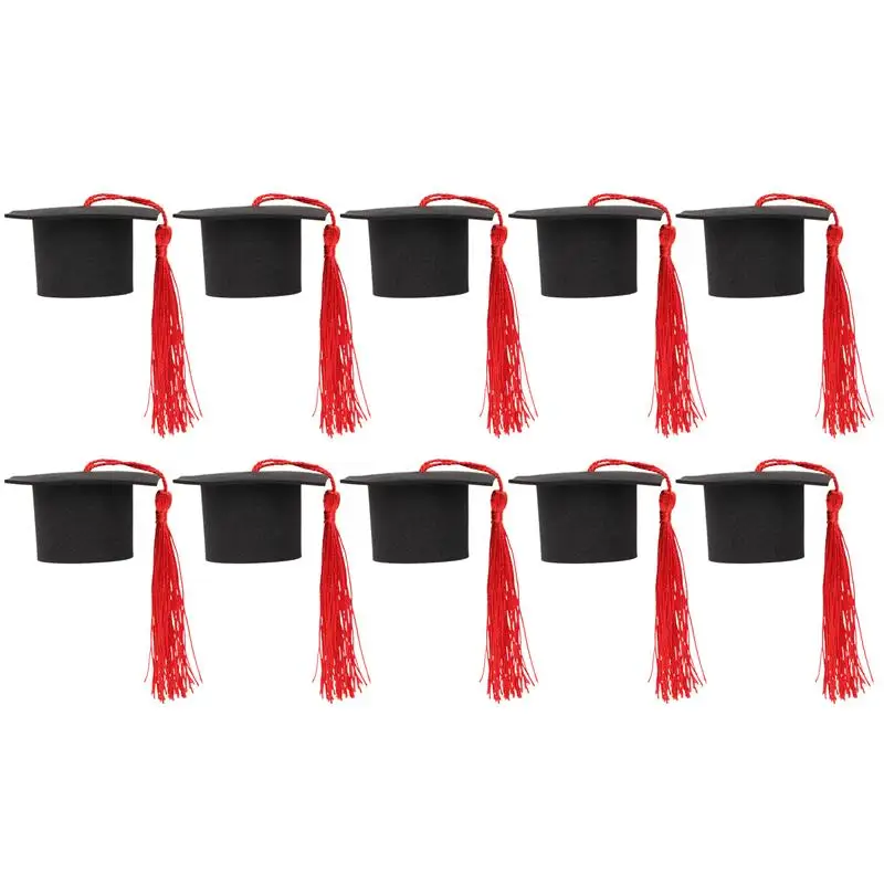 

10pcs Cake Mini Trencher Caps Mini Graduation Season Souvenir Ornaments Bachelor Hat Doctor Hat Party Decoration Caps Ornaments