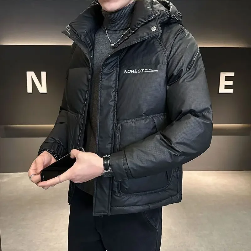 Мужской зимний пуховик с капюшоном новинка 2024 повседневный в американском стиле