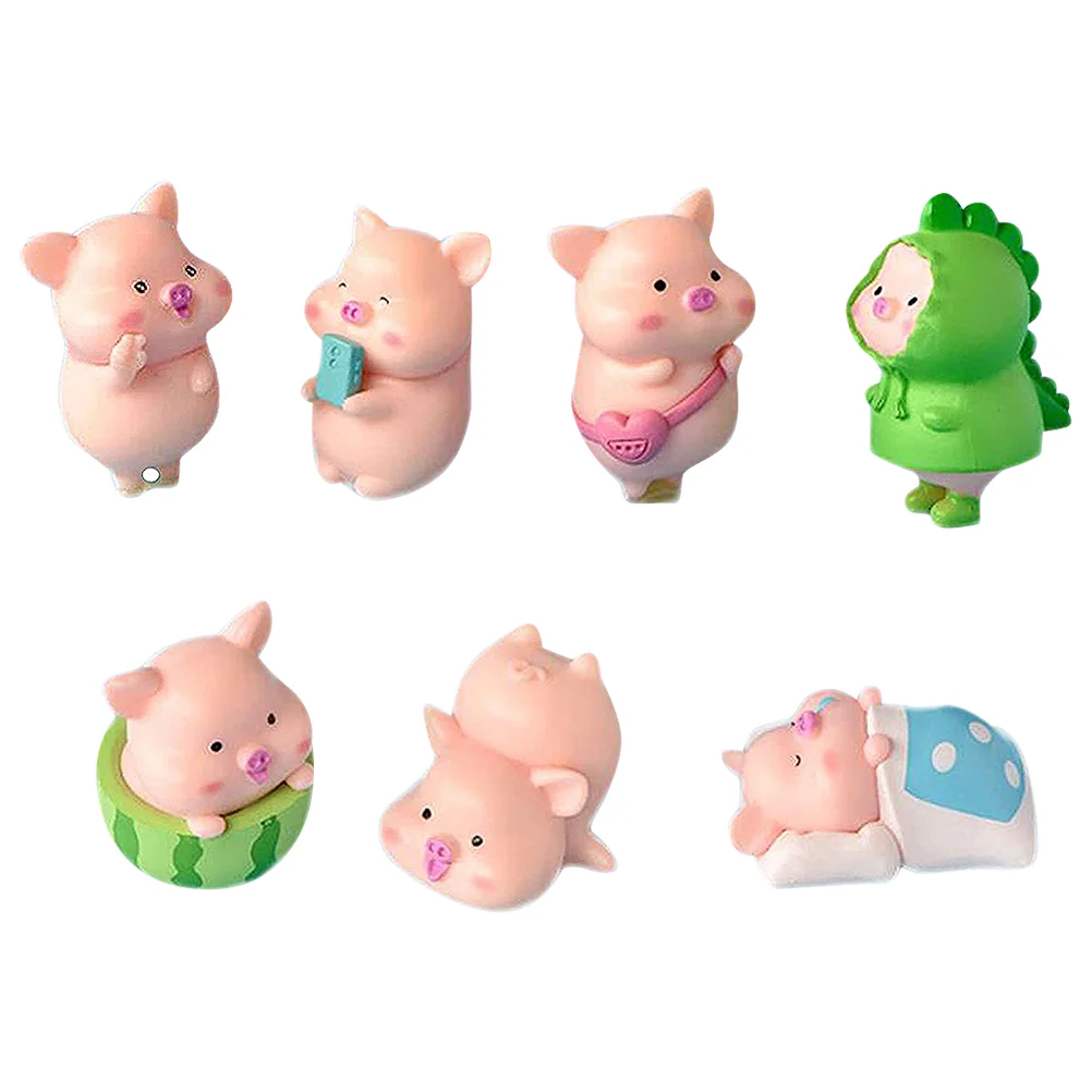 

Piggy Animalminiature Decorations Decor Set Ornament Landscape Micro Garden Home Dollhousetoys Figurine Fairy Figurines Resin