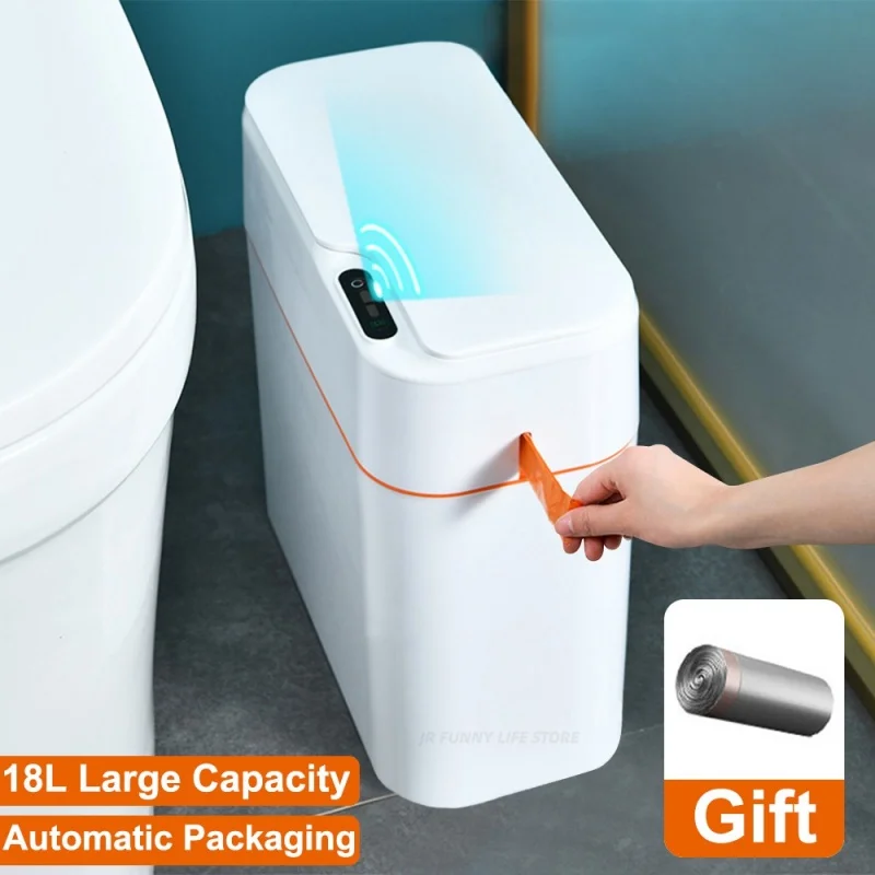 

18L Automatic Sealing Smart Trash Can For Bathroom Toilet Kitchen Waterproof Garbage Bin With Lid Smart Sensor Trash Bin
