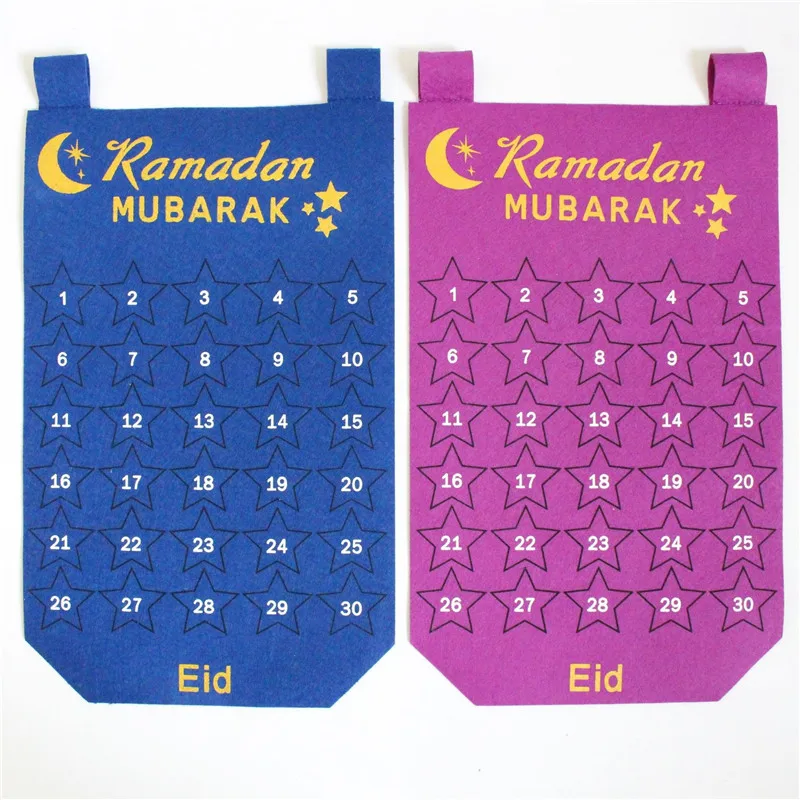 

2023 Eid Mubarak DIY фетровый календарь Рамадана с карманом для детей подарки календарь обратного отсчета мусульманский праздничный Декор принадлежности