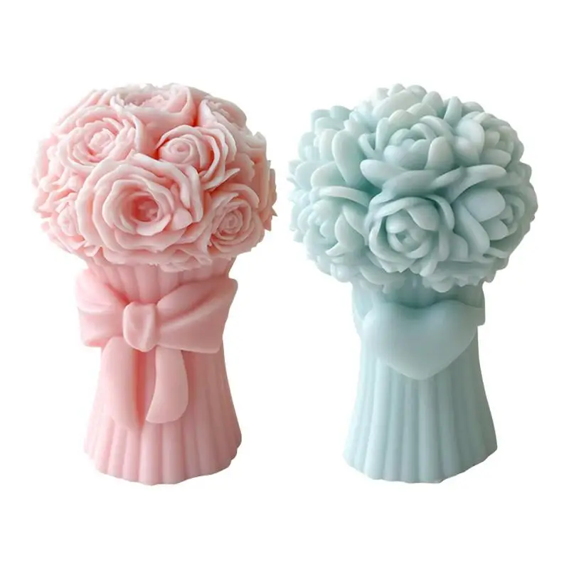 

3D Flower Bouquet Mold Aromatherapy Candle Plaster Soap Molds For DIY Art Crafts Kit Candle Making Home Decorations Gifts