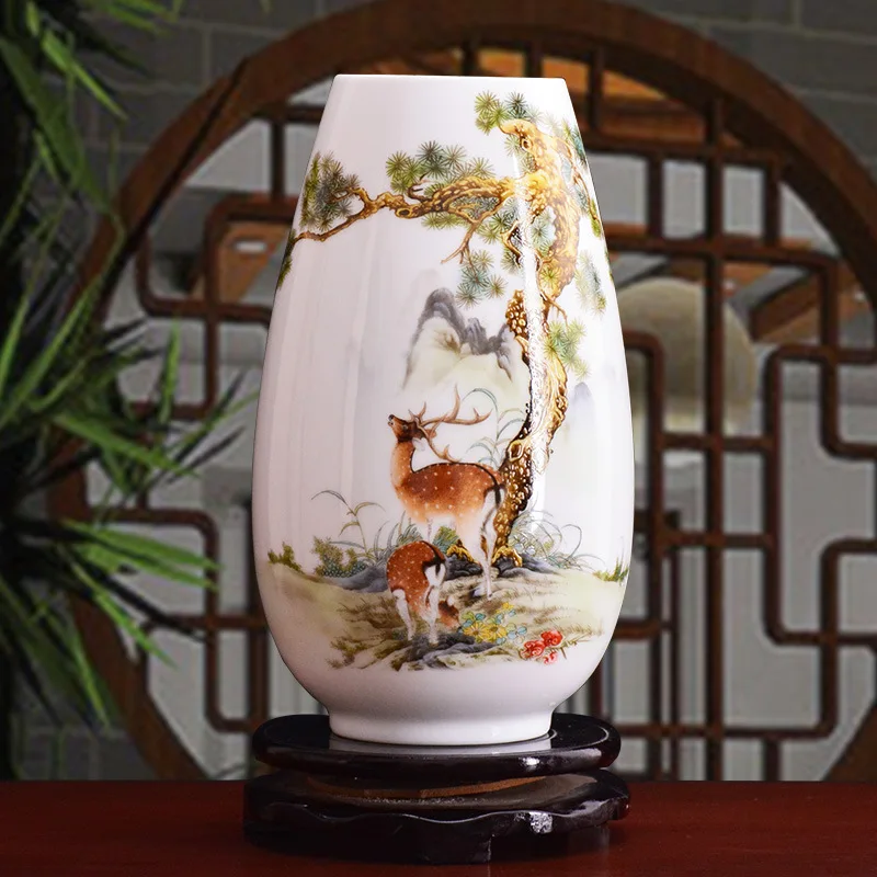 

Jingdezhen christmas pottery vase arrangement modern Chinese living room flower arranging TV cabinet decoration