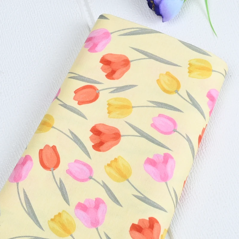 

Half Yard Plain 100% Cotton Fabric With Pastoral Wind Flower Print, Handmade DIY Garment Dress Sewing Tissue CR-1431