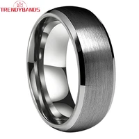 6mm 8mm classic jewelry tungsten carbide ring wedding band for men women domed beveled edges brushed finish comfort fit