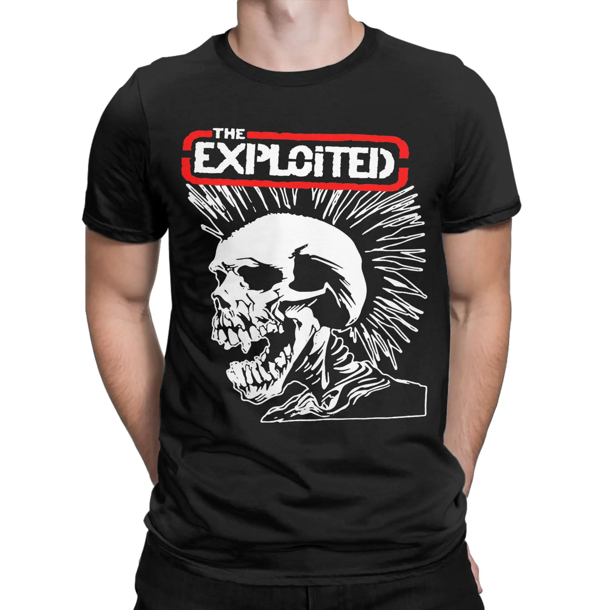 Фото Футболка Streetwear The Exploited, мужская хлопковая футболка с короткими рукавами и круглым вырезом, летняя одежда №1