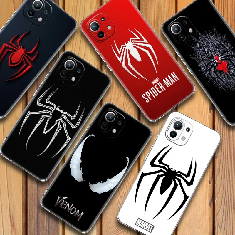 

Spiderman Venom Logo Marvel Luxury Case For Xiaomi Mi 11 Note 10 10T 9 12 Pro Lite Poco X3 F3 M3 Clear Cases For Redmi 9 9A 10