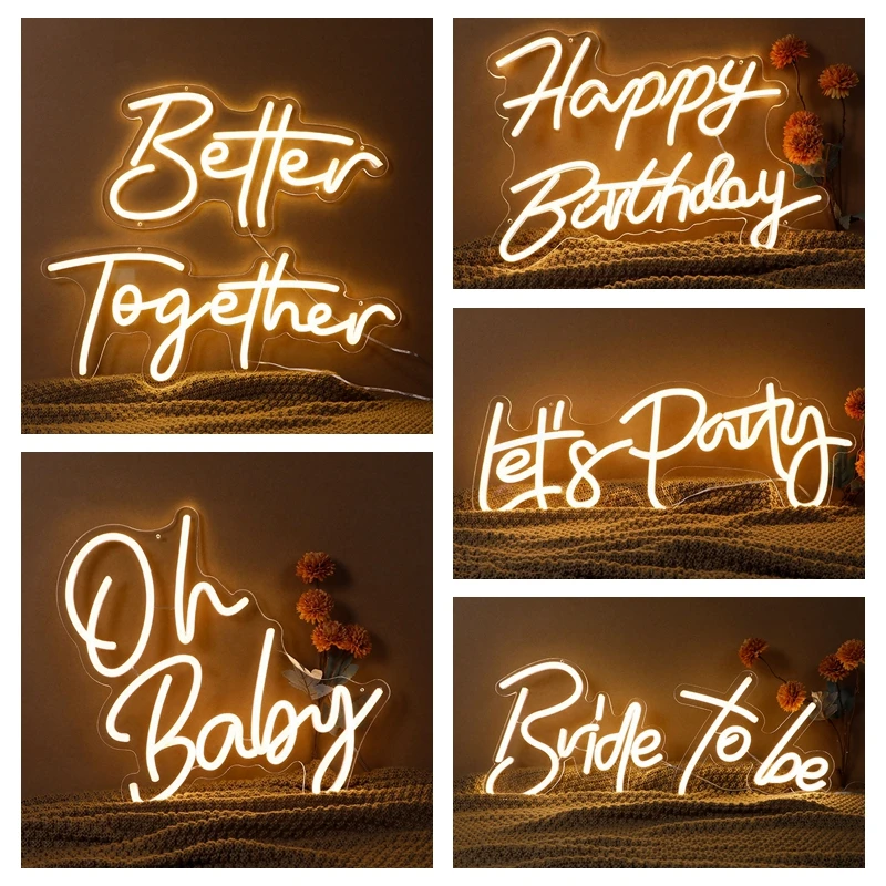 Buon compleanno Led Neon 43*31 cm luci della lampada con USB Neon led Sign Wall Decor luci Creative per la decorazione della festa nuziale