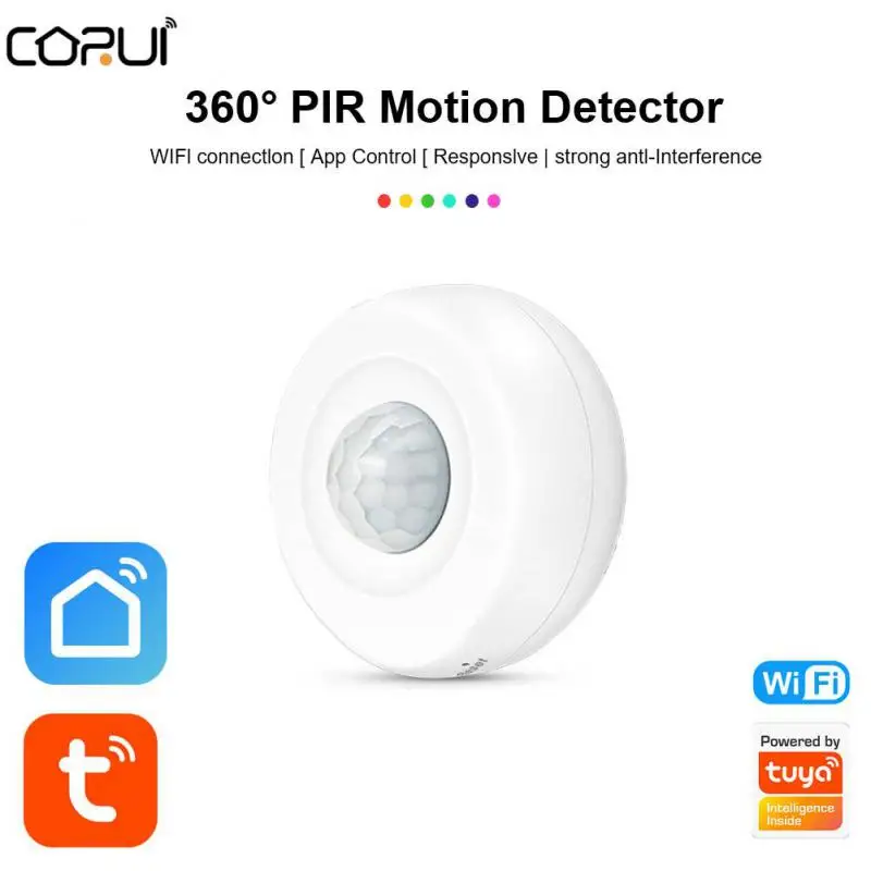 

CORUI Tuya Smart WiFi PIR Motion Detector Sensor Alarm Infrared Movement Human Body Sensor Smart Life APP Control