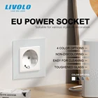 Розетка Livolo VL-C7C1EU-11, настенная розетка из закаленного стекла европейского стандарта, переменный ток 110250 В, 16 А, без логотипа