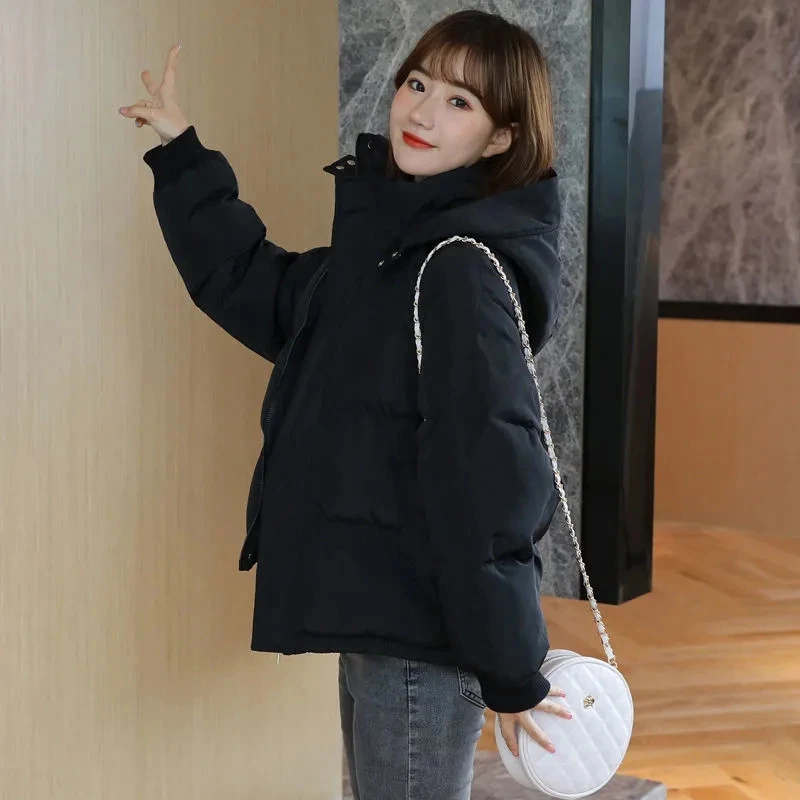 Winter Warm Down Jacket Women Hooded Thick Parka Streetwear  Korea Fashion Casual Outwear Female Elegant Solid Zipper Baggy Coat