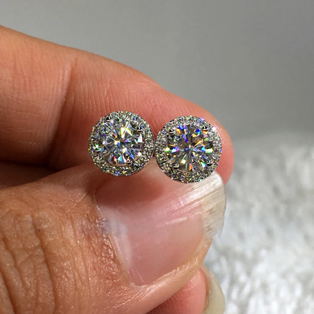 

Женские круглые серьги с имитацией муассанита, с фианитом