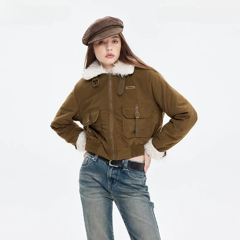 Женская короткая хлопковая куртка универсальная Стильная верхняя одежда с