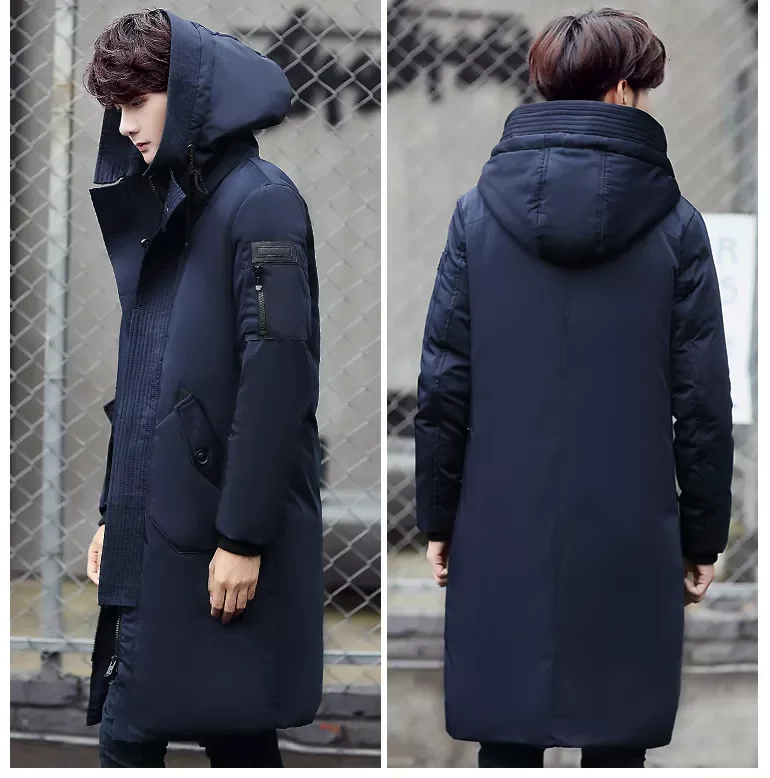 Down Jackets Coat Male Solid Color Overcoat Outerwear Men Winter Warm Hooded Coat M-3XL New Men's Thick Long Parkas