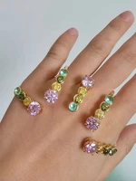 colorful zircon ring hand palm bangle for women gold plated zircon stone cuff bracelet jewelry handlets wheat ear flower design