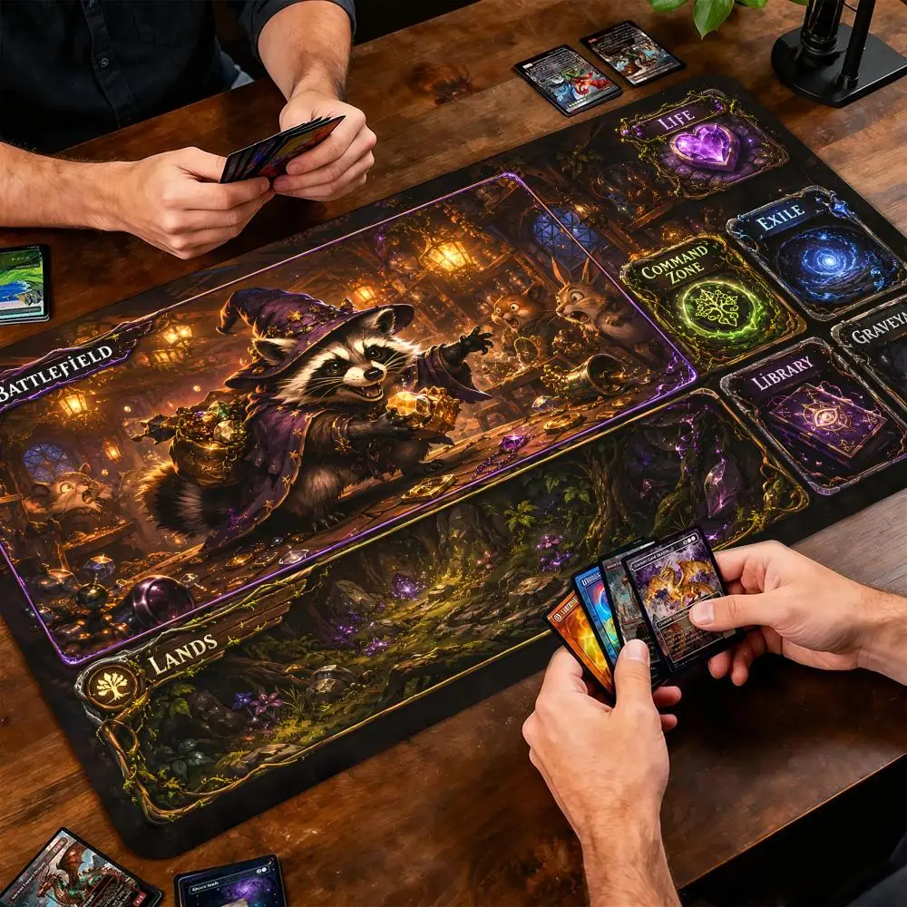 Фото Игровой коврик Magic: The Gathering Raccoon's Treasure, нескользящий, прочный, 35x60 см, для командных игр, для TCG-карт №3