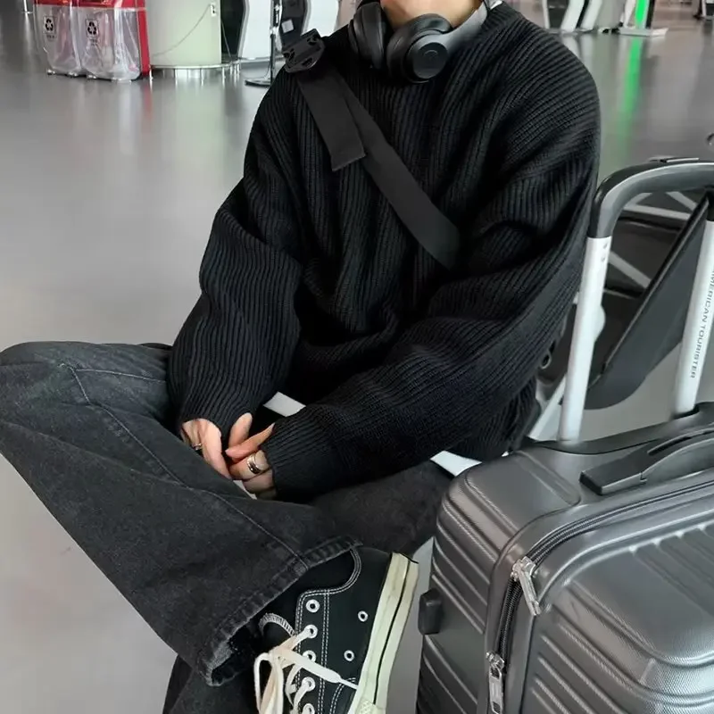 Мужской зимний вязаный свитер изящное теплое базовое пальто в Корейском стиле