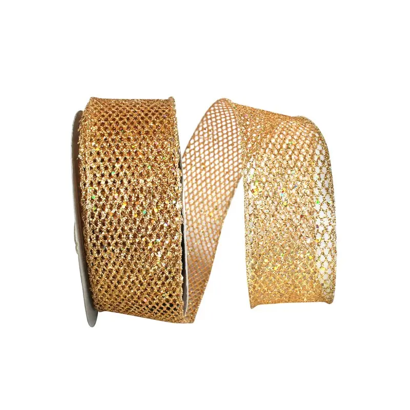 

Paper Mesh Christmas Gold Polyester Ribbon, 25yd x 2.5in, 1/Pack