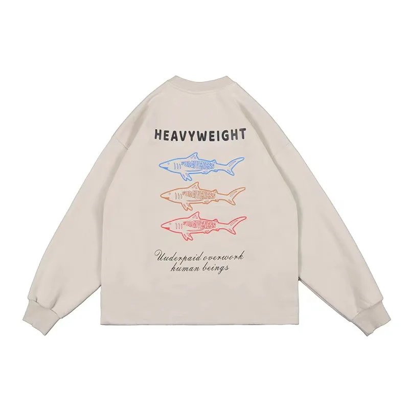 

Shark lettering LOGO straight down round collar and cashmere sweater