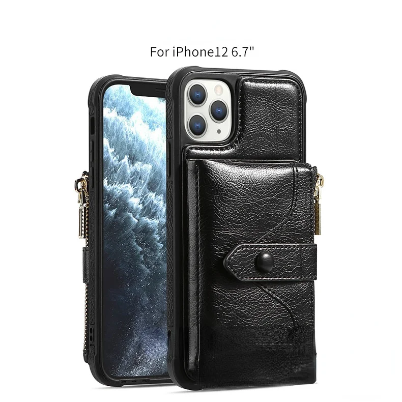 

Suitable for iphone12promax Mobile Phone Shell Multifunctional Coin Card Case Xsmax Xr 8plus Mini Leather 11pro Protective Cover