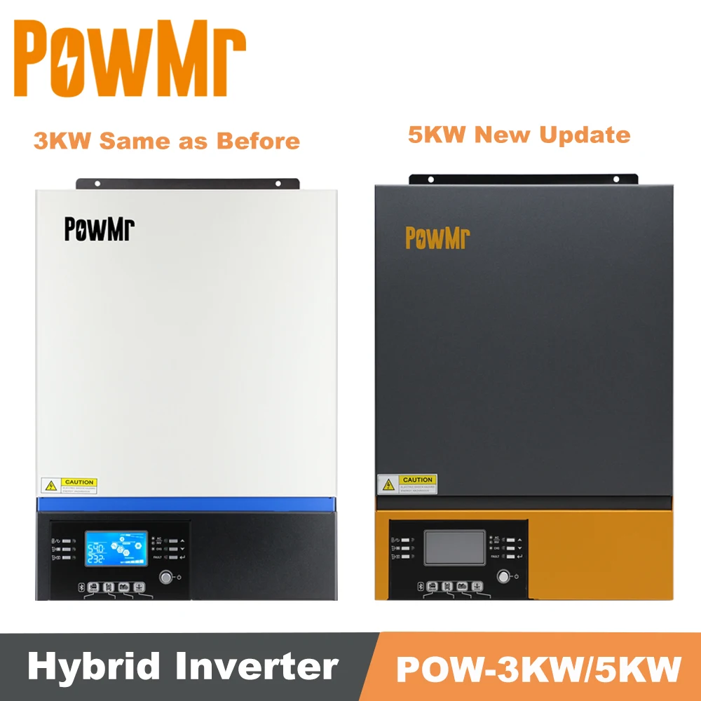 PowMr Solar Inverter 5KW 3KW MPPT 80A Solar Charge 500Vdc PV 230V Input 24V 48V Support Mobile Monitor LCD Control and Bluetooth