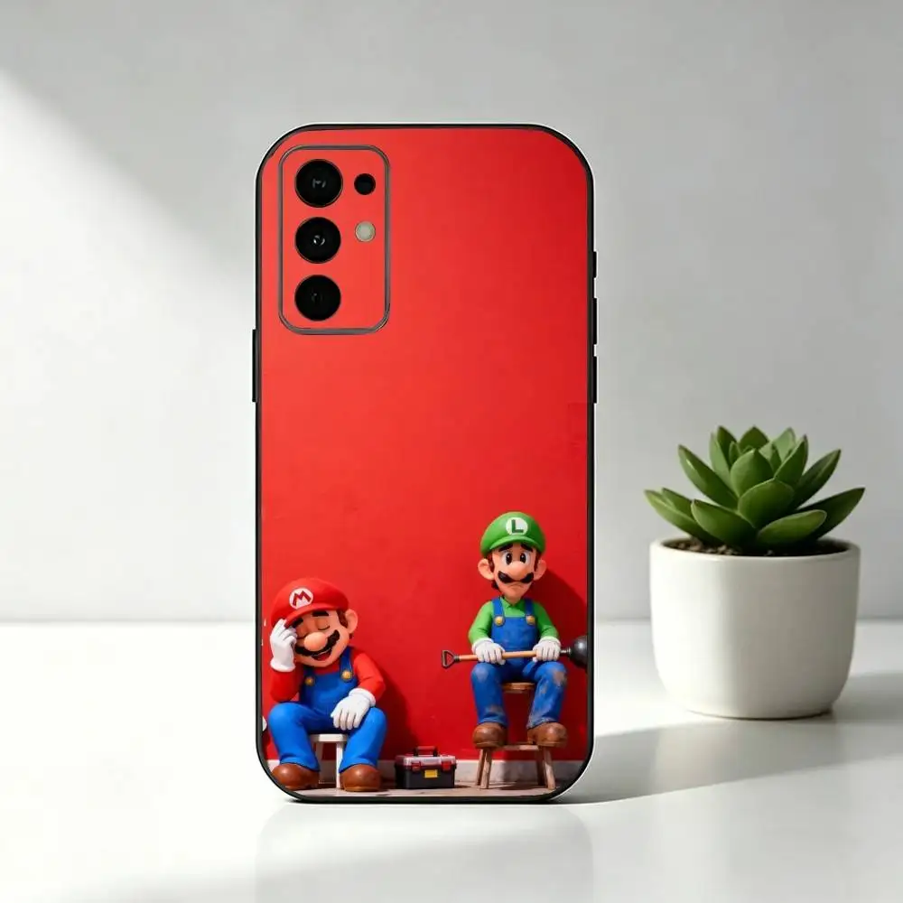 Фото Чехол для телефона Samsung S25, S24, S21, S22, S23, S30, Ultra, S20, Plus, FE с дизайном Super Mario, мягкий силиконовый, черный №5