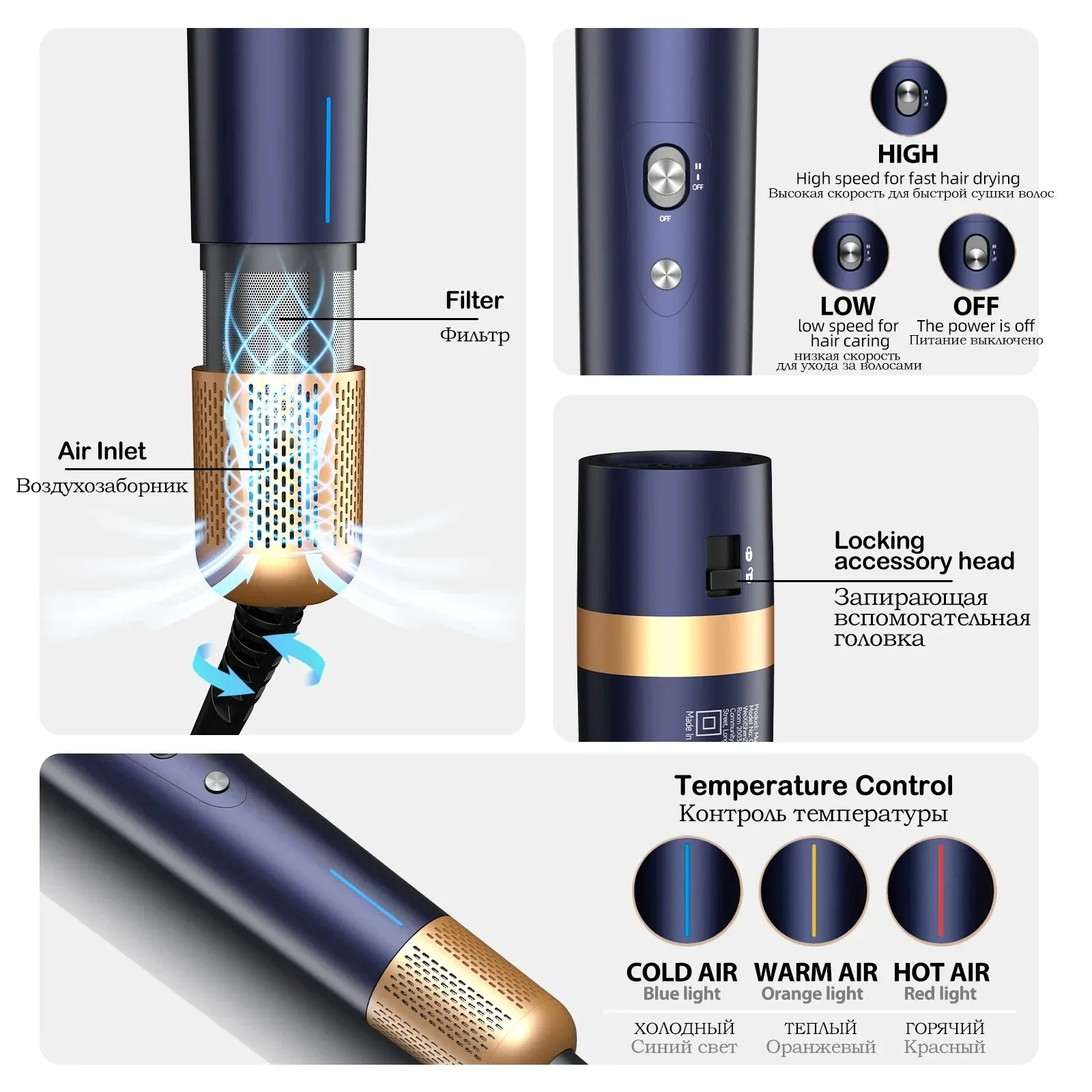 Профессиональный мультистайлер 6 в 1 мощная щетка для фена и с бигуди